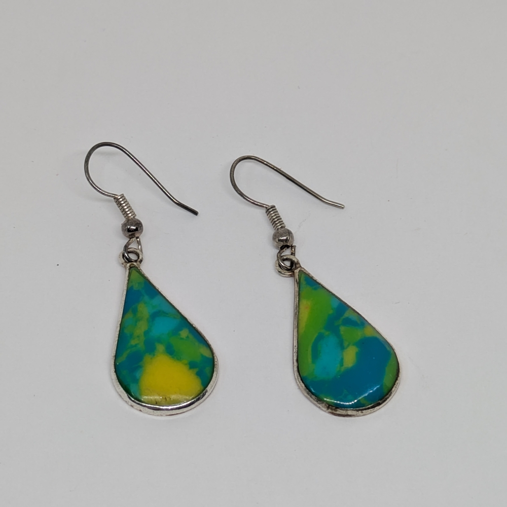 Bohemian Teardrop Dangle Earrings Blue Green Yellow Drop Boho Summer Festival